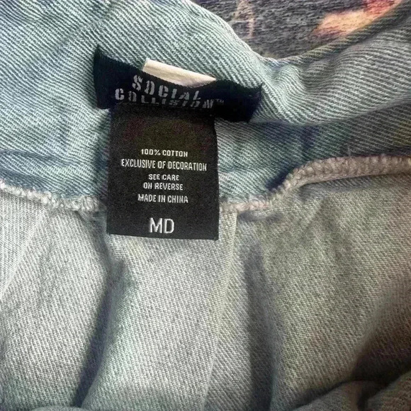 Trendy Pleated Denim Mini Skirt Size M Y2K 90s Indie Streetwear Jean Skater - Picture 3 of 5